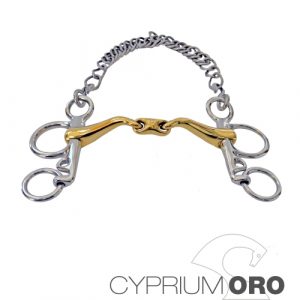 BOCADO SEFTON CYPRIUM ORO PELHAM EMBOCADURA 45º PARTIDA DOBLE PIERNA CORTA