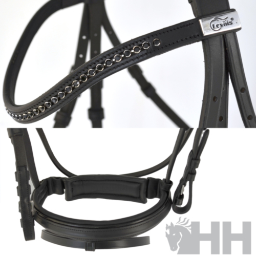 CABEZADA INGLESA LEXHIS BRUNA CON RIENDAS LONA ENGOMADA - Imagen 6